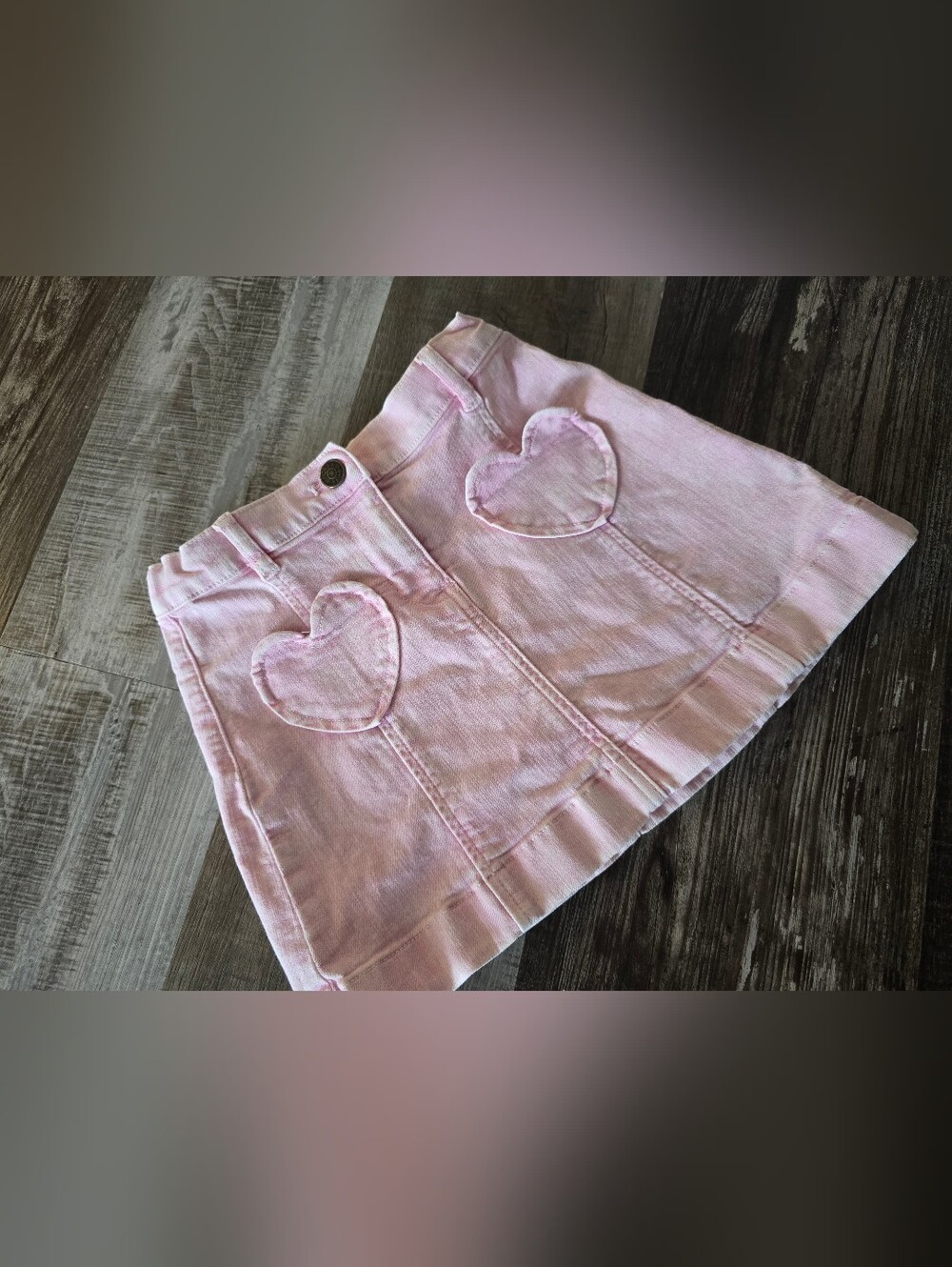 JCrew Pink Heart-Pocket Denim Skirt